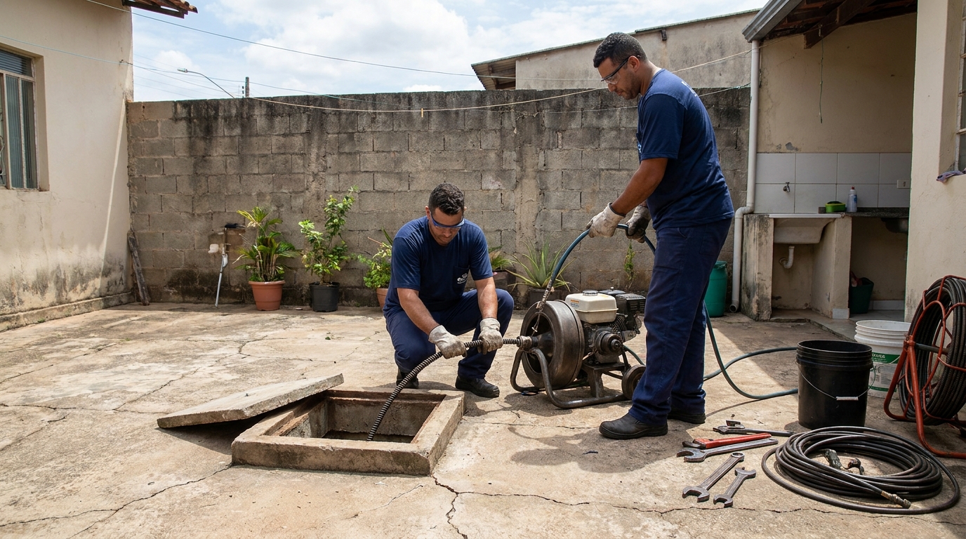 Desentupimento de esgoto residencial em Macaé‑RJ