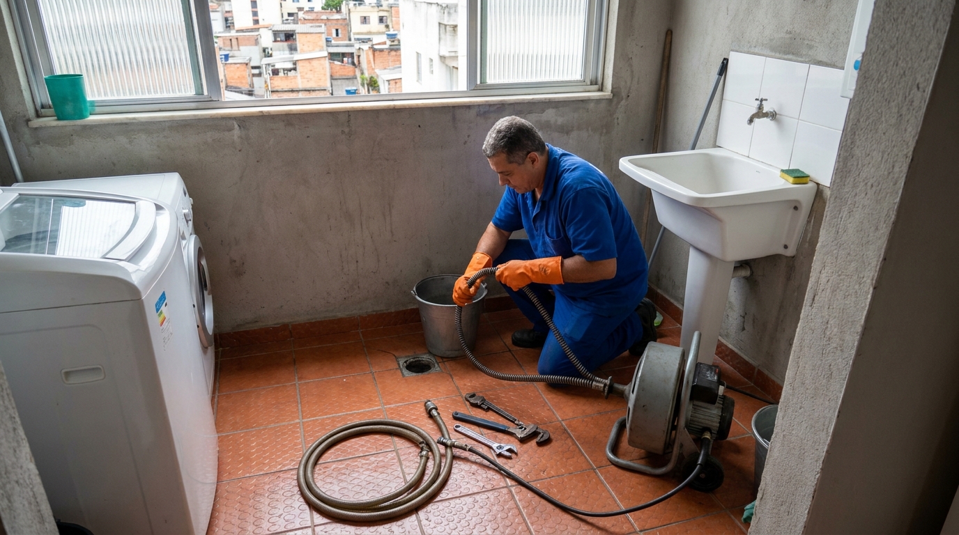 Desentupimento de ralo com equipamento em Botucatu‑SP