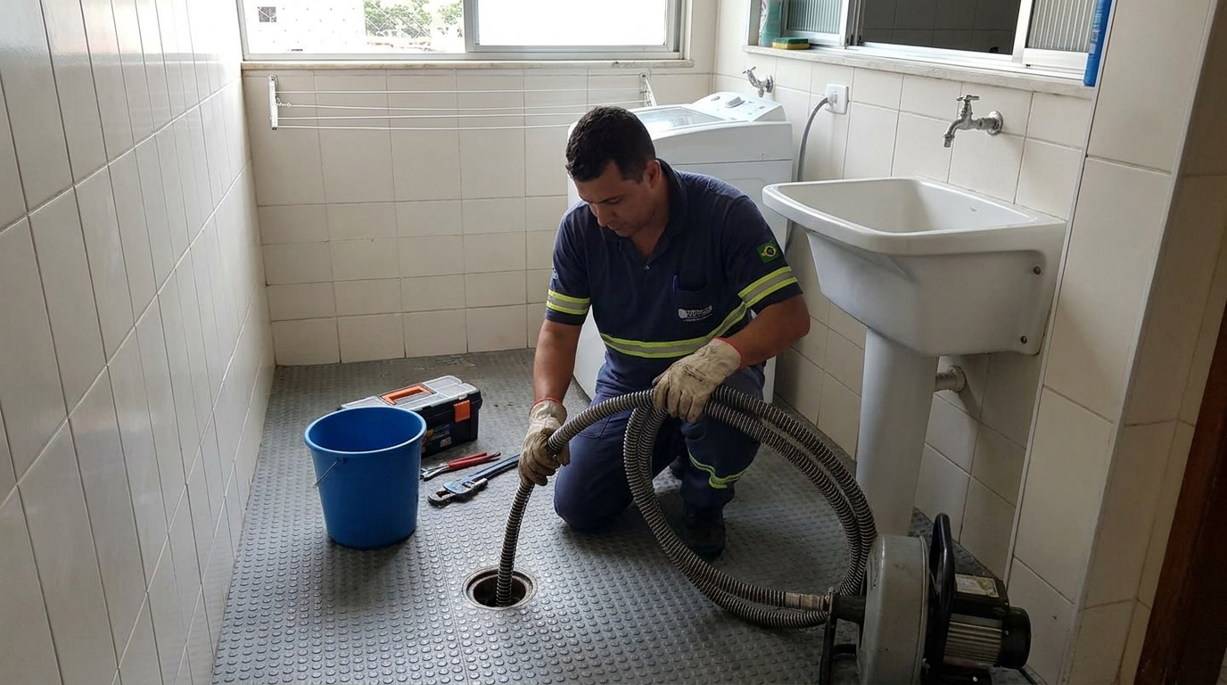 Desentupimento de ralo residencial em Botucatu‑SP