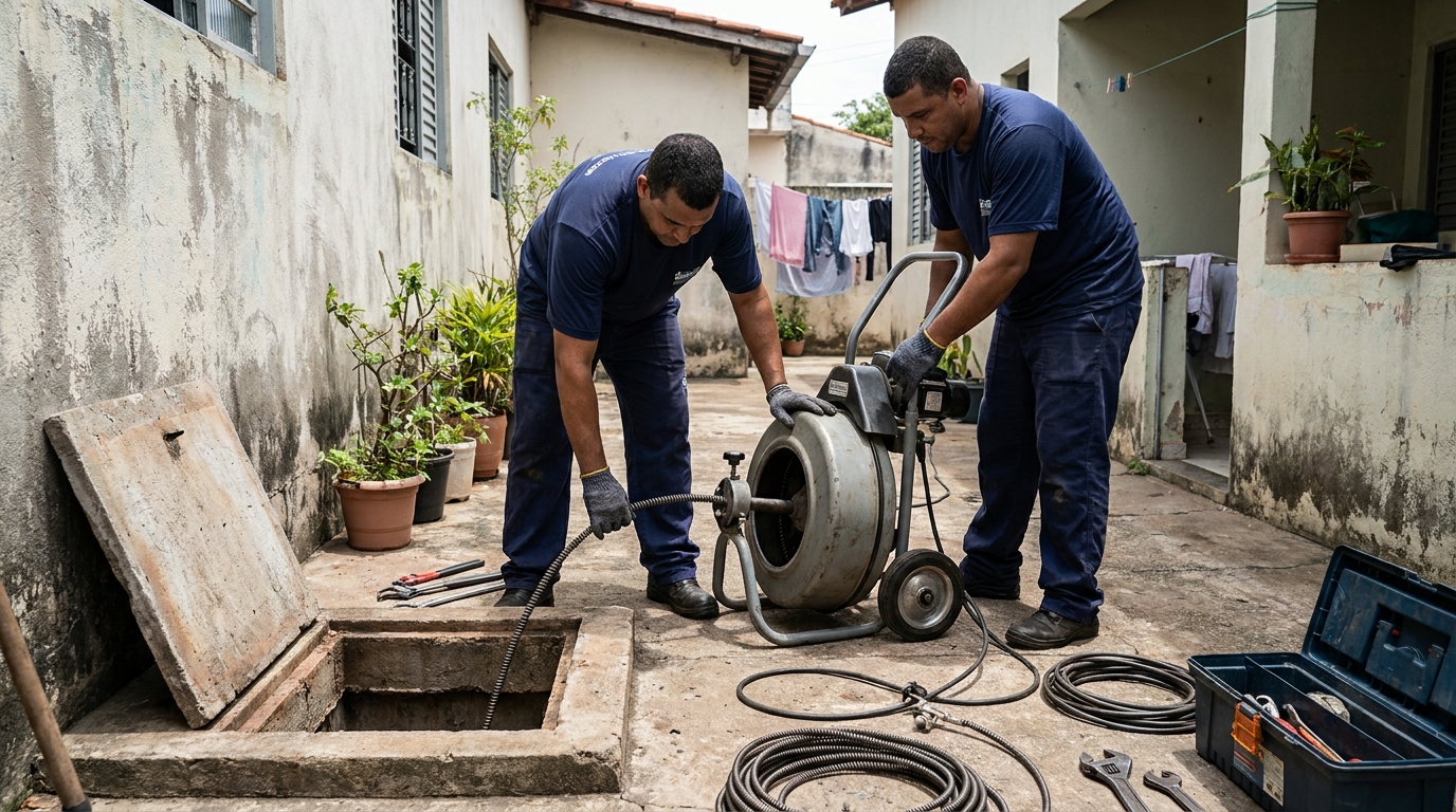 Desentupimento de rede de esgoto em Macaé‑RJ