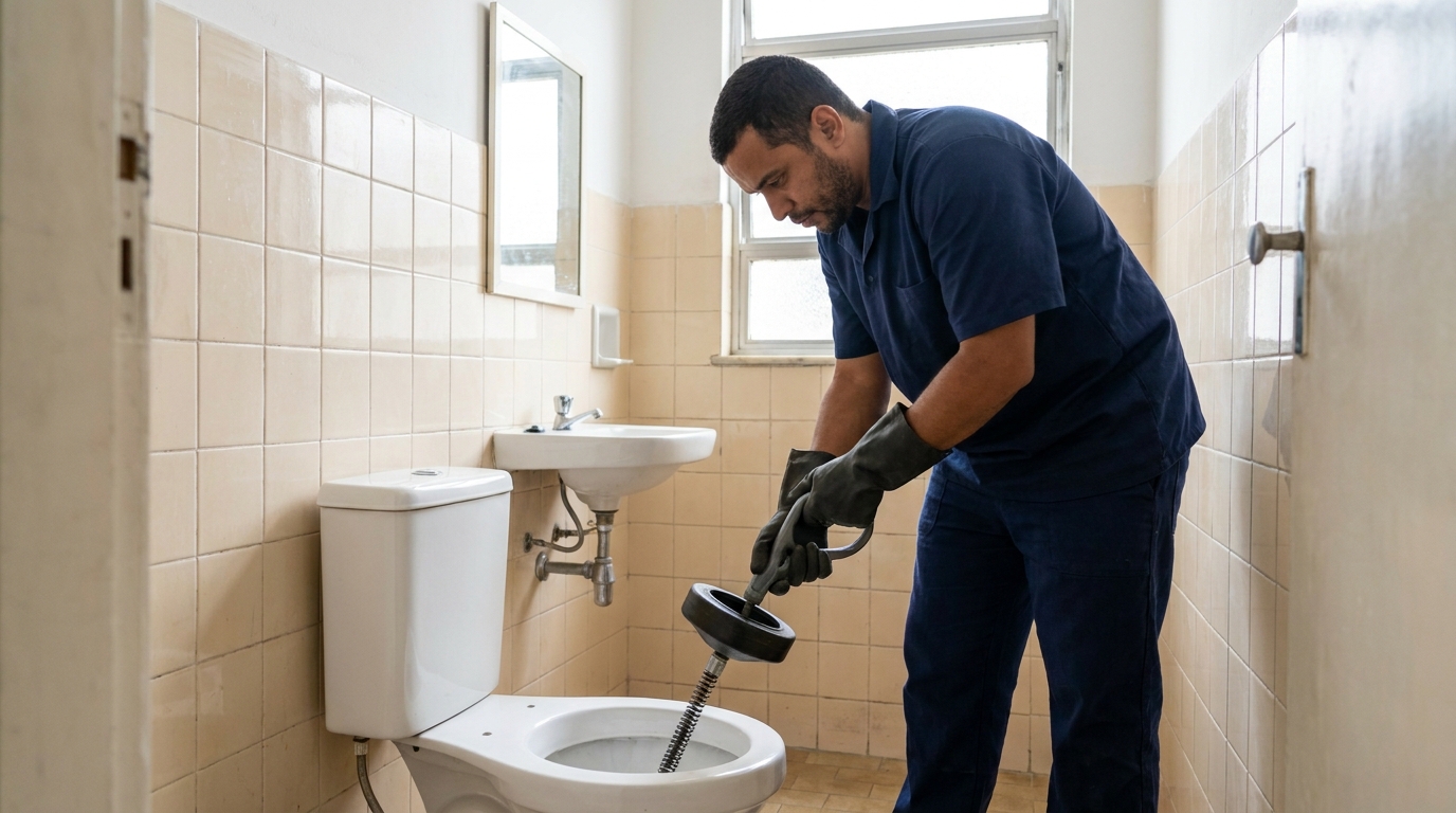 Desentupimento de vaso residencial em Uberaba‑MG