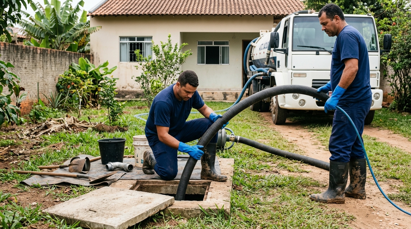 Desentupimento de fossa com equipamento em Canoas‑RS