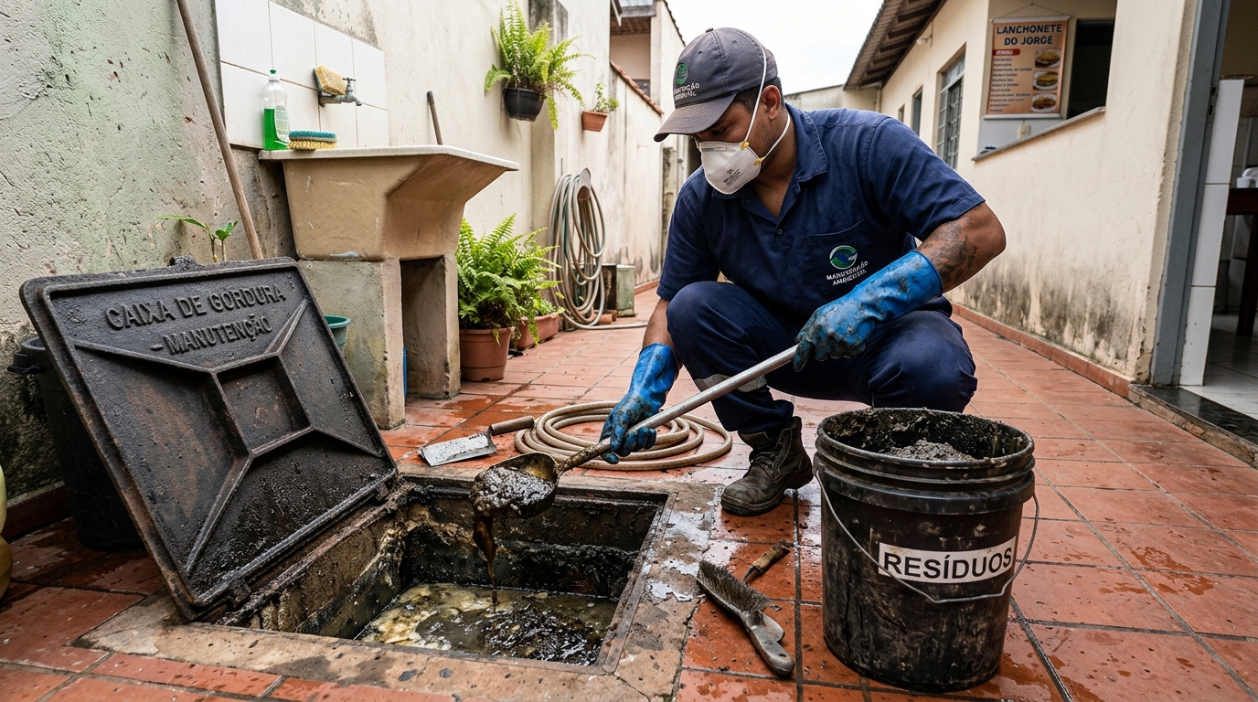 Remoção de lodo de caixa de gordura em Ipatinga‑MG